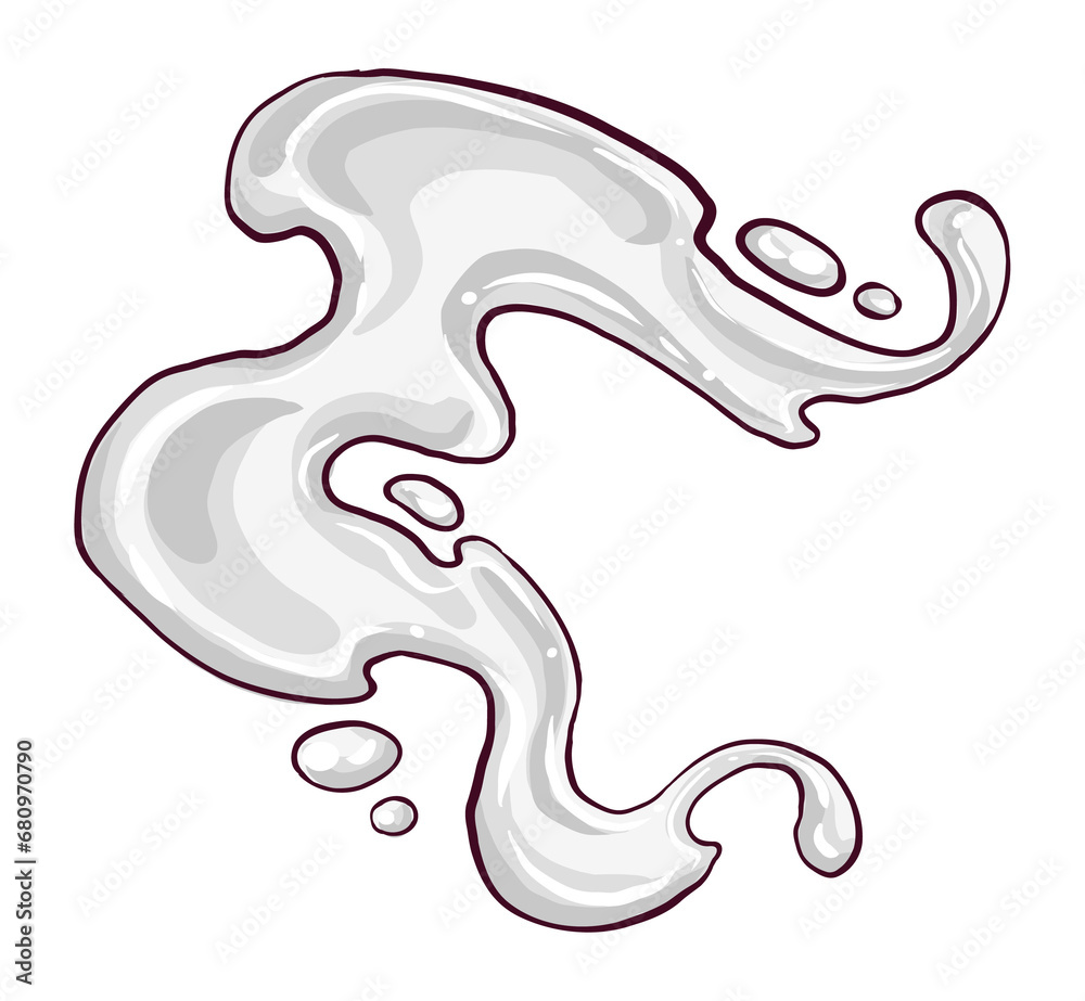 Obraz premium milk splashes and drops, sketch of flowing elements for your design, on a transparent background. highlight individual PNG objects.