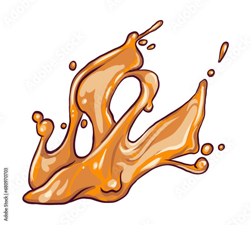 orange juice splashes and drops, sketch of flowing elements for your design, on a transparent background