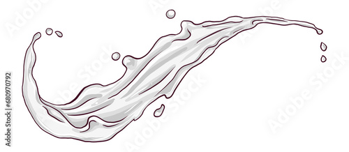 milk splashes and drops, sketch of flowing elements for your design, on a transparent background. highlight individual PNG objects.