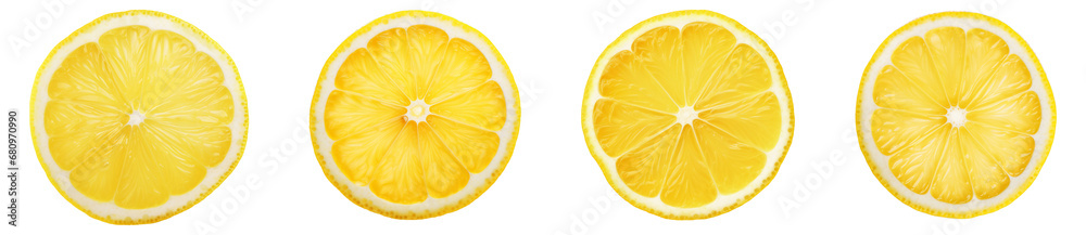 Collection set of lemon slices isolated on transparent or white background, png - obrazy, fototapety, plakaty 