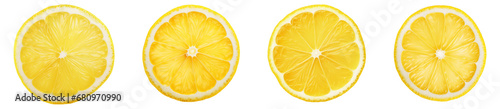 Collection set of lemon slices isolated on transparent or white background, png