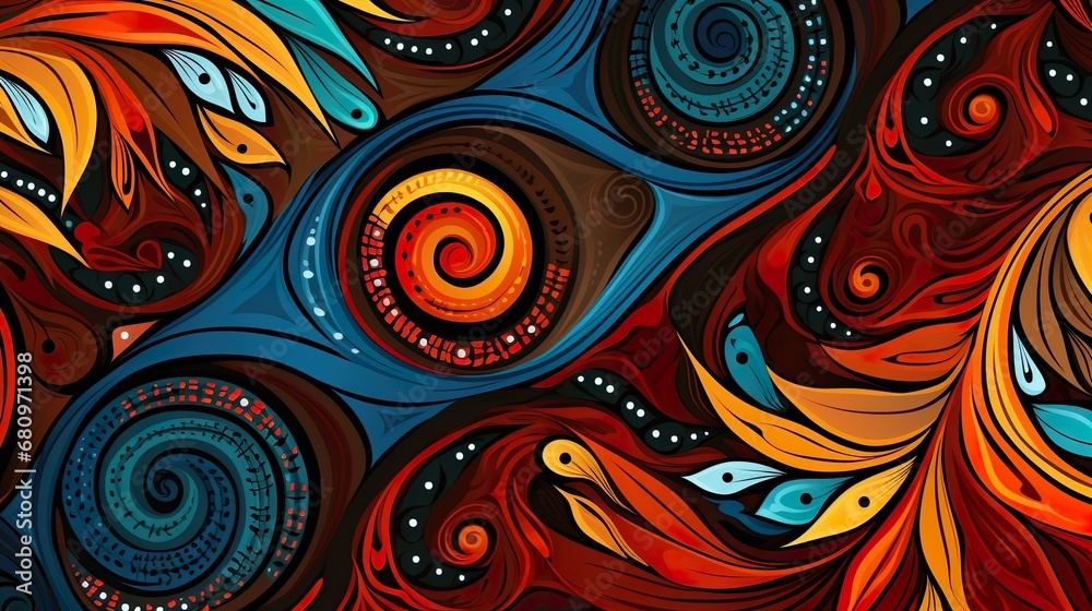 Fototapeta premium lunar able ethnic fabric background colorful shapes and texture indigenous