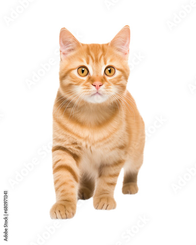 Orange tabby cat isolated on transparent or white background  png