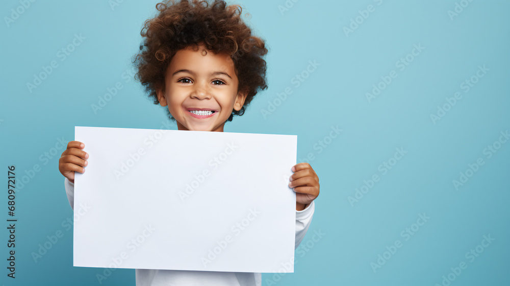 Joyful Boy with Art Project, Pale Blue Environment Joyful Boy with Art Project, Pale Blue Environment
