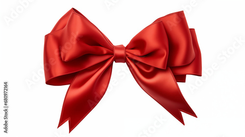 Red Festive Ribbon on Isolated White Background