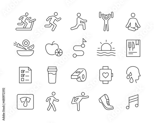 Wallpaper Mural Fitness Icons - Vector Line. Editable Stroke. Torontodigital.ca