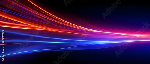 Neon color glowing lines background, high-speed light trails effect.