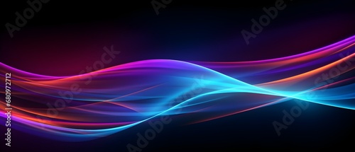 Neon color glowing lines background  high-speed light trails effect.