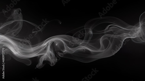 Abstract smoke misty fog on isolated black background. Texture overlays.