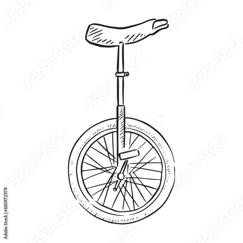 A line drawing of a unicycle. Created by hand on procreate taking inspiration from circus acrobats.