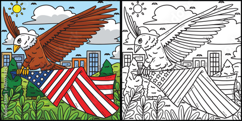 Memorial Day Eagle Carrying Flag Illustration