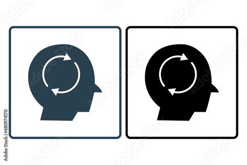 mind refresh icon. icon related to mental health, meditation, wellness. solid icon style. simple vector design editable