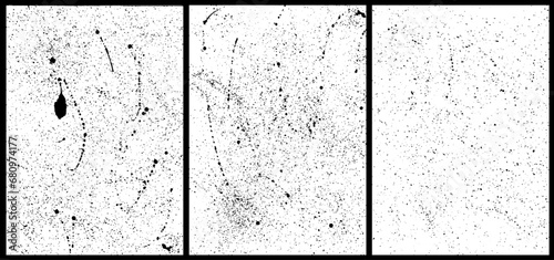 Set de texturas de salpicaduras formato A4, trazos reales hechos a mano, salpicaduras de pintura real. Trazos vectoriales en color negro con spray, salpicaduras, tinta a chorretones