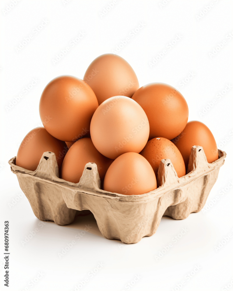 Carton of Fresh Eggs, Isolated on White Carton of Fresh Eggs, Isolated on White