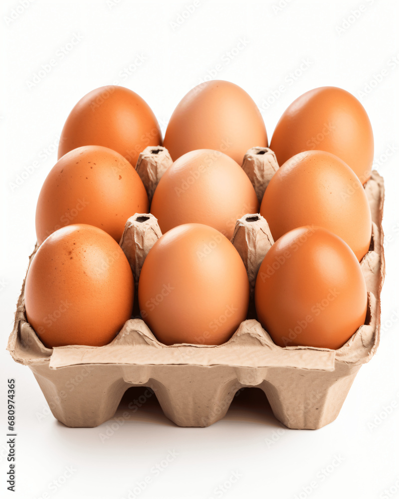Eggs in Carton, White Background