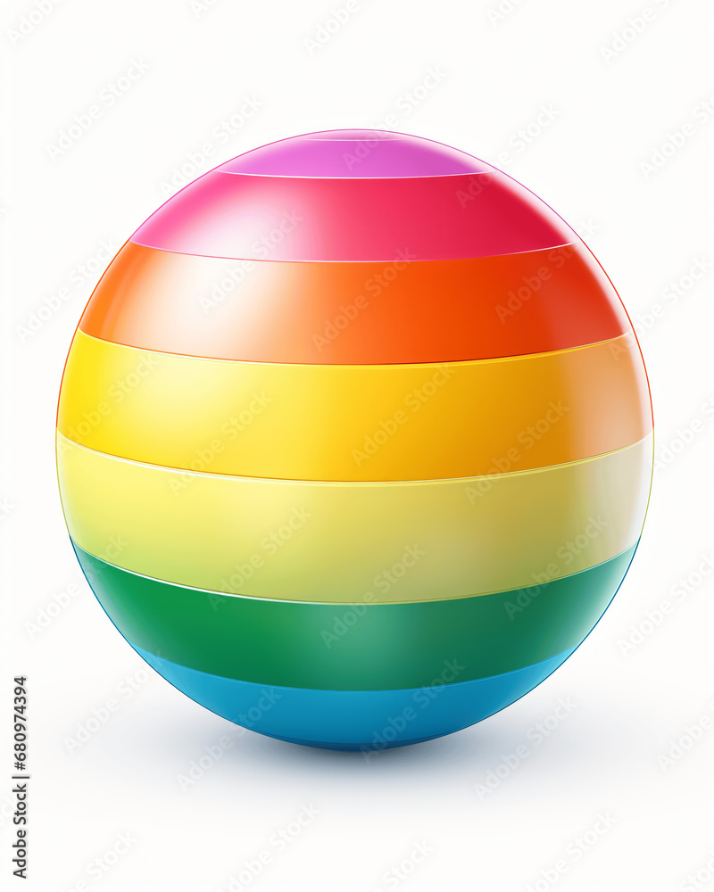 Multi-Colored Beach Ball, Playful Design, Isolated on White Multi-Colored Beach Ball, Playful Design, Isolated on White