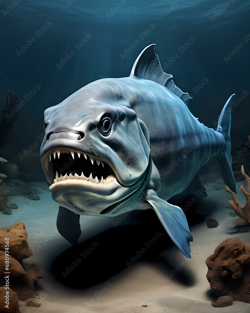 Naklejka premium Agressive Prehistoric fish