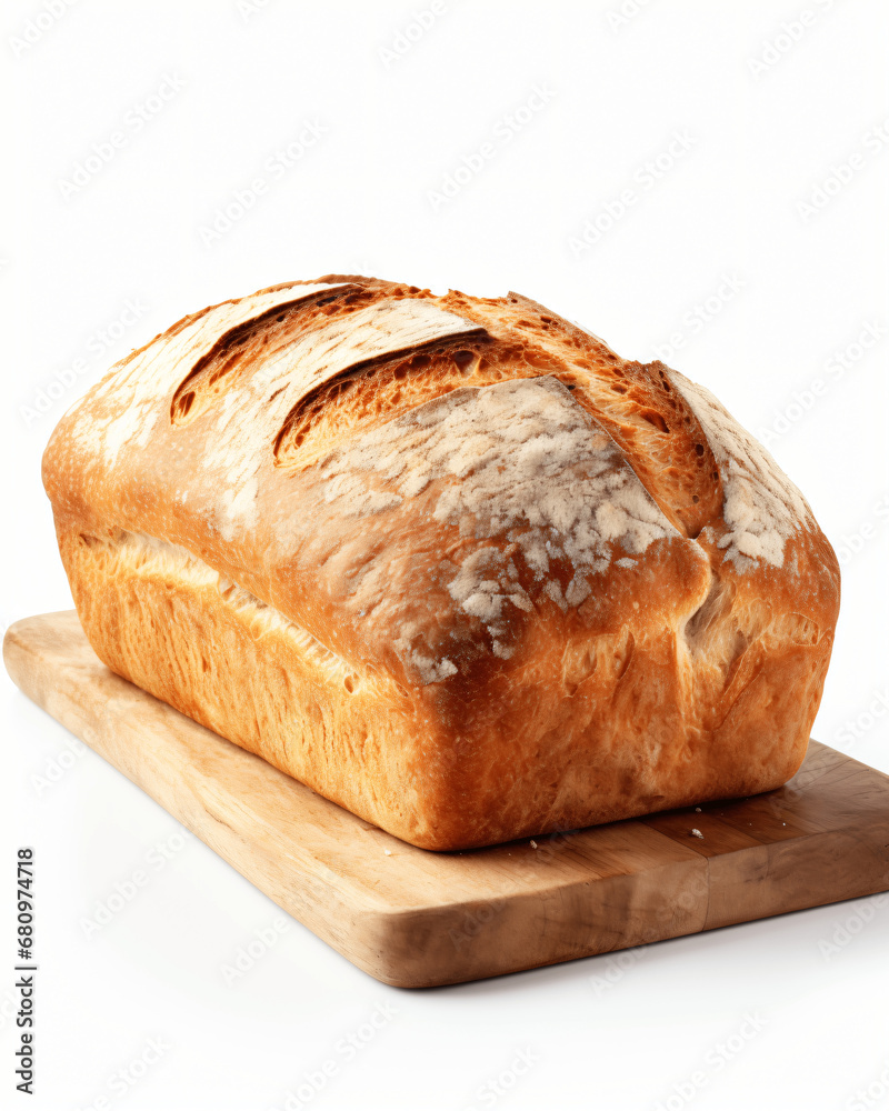 Crusty Artisan Bread Loaf, Freshly Baked, Isolated on White