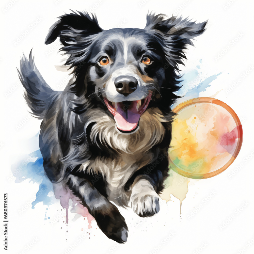 Fototapeta premium Watercolor Cheerful Dog Art