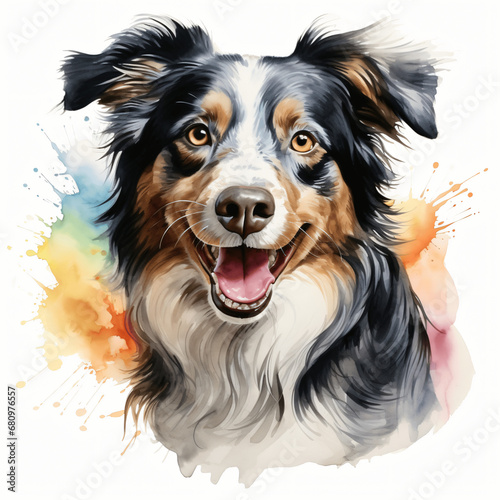 Blissful Dog Portrait, Soft Pastel Palette, Watercolor, Isolated on White © Sanja