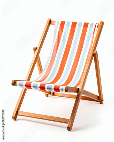 Beach Chair in Summer, Isolated on White