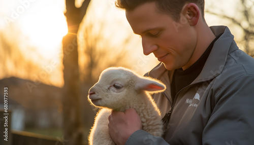Veterinarian Caring for Lamb