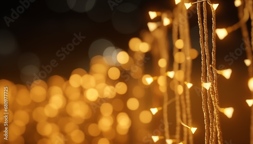 Golden Festive Lights Draping on Dark Background