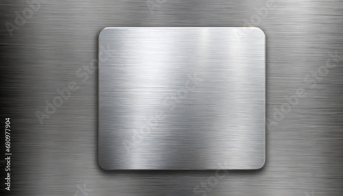 Metal background with square iron plate. Scratched shiny 3d texture