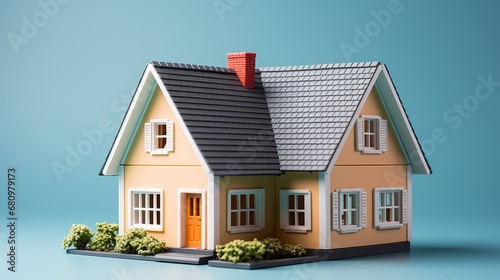 A model of a small house on a blue background © ProVector