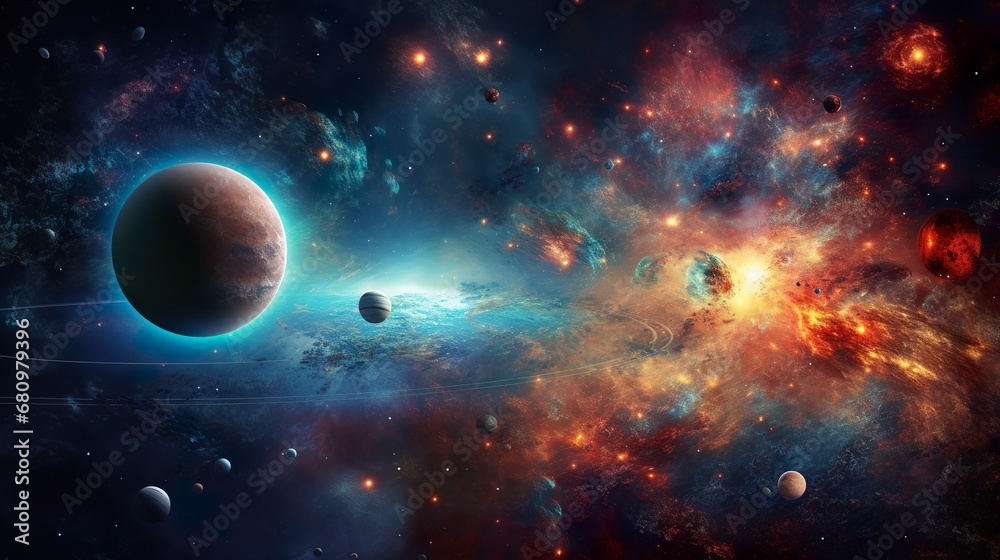 Nebula and galaxies in space. Abstract cosmos background Nebula and galaxies in space. Abstract cosmos background