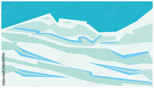 Mountains and snow. Vector illustration of a mountain landscape in winter. Winter design elements. Background illustration of a snow mountain which is usually used for skiing
