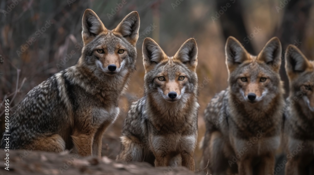 Black-backed jackal (Canis mesomelas). Wildlife Concept. Wilderness.