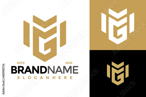 Letter MG Monogram Logo design vector symbol icon illustration photo