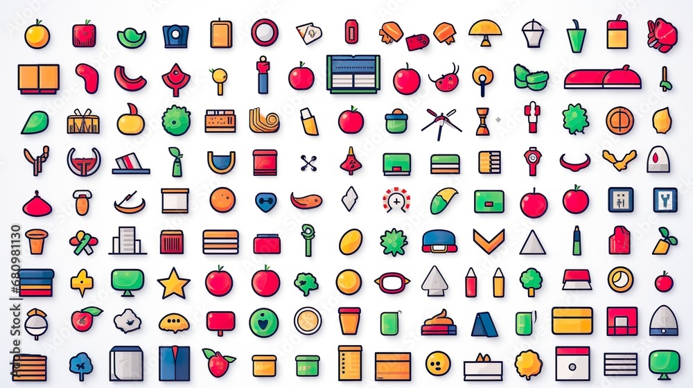 100 school icons set in flat style. Illustration of school icons isolated for any design 100 school icons set in flat style. Illustration of school icons isolated for any design
