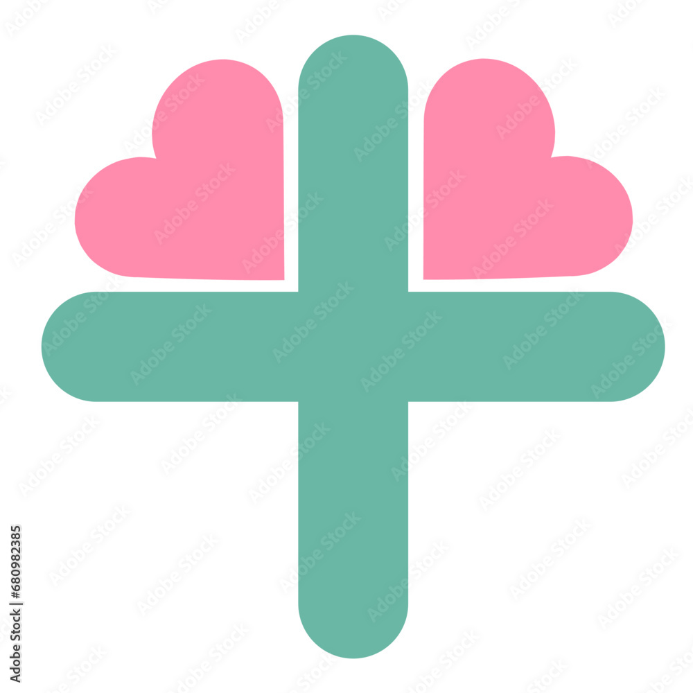 Fototapeta premium Medical Love Logo Care and Affection in Health Plus Design vector illustration