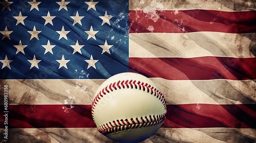 Baseball ball with flag on background series - USA - United States of America