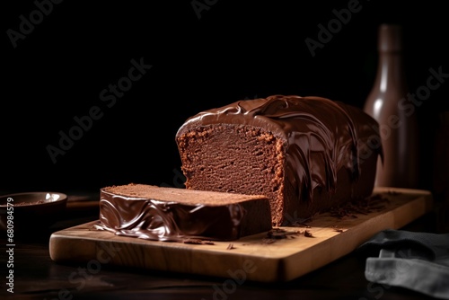 Chocolate pound cake candy. Chocolate meal gourmet rustic. Generate Ai photo