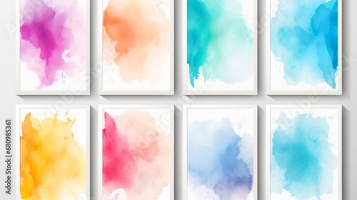 big bundle set of bright colorful watercolor background useful for any project where a platter of color makes the difference for poster brochure card © Damerfie