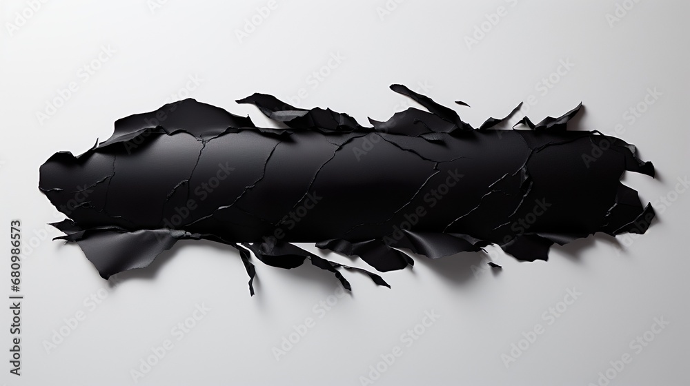 Black Matte Adhesive Torn Tape Objects isolated on white background