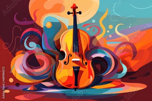 A Melody in Strings: Vibrant Violin on a Fiery Canvas