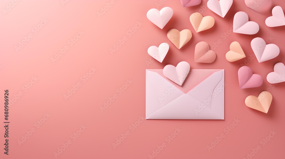 A romantic greeting card with a white envelope, symbolizing messages of happiness, perfect for Valentine's Day, weddings, and celebrations.