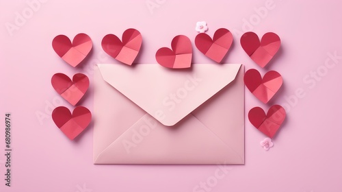 A romantic greeting card with a white envelope, symbolizing messages of happiness, perfect for Valentine's Day, weddings, and celebrations.
