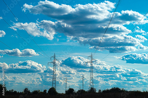 Electric poles and dramatic sky