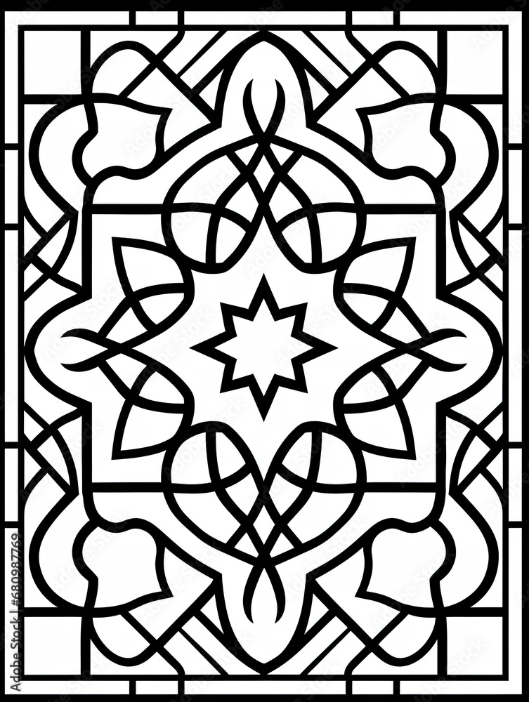 Islamic Geometric Art Coloring book page Islamic Geometric Art Coloring book page