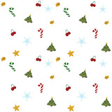 Christmas wrapping paper with natal tree candy cherry transparent background with green, gold, red, yellow, blue, and blue colors that can be use for social media, wallpaper, sticker, t-shirt, e.t.c.