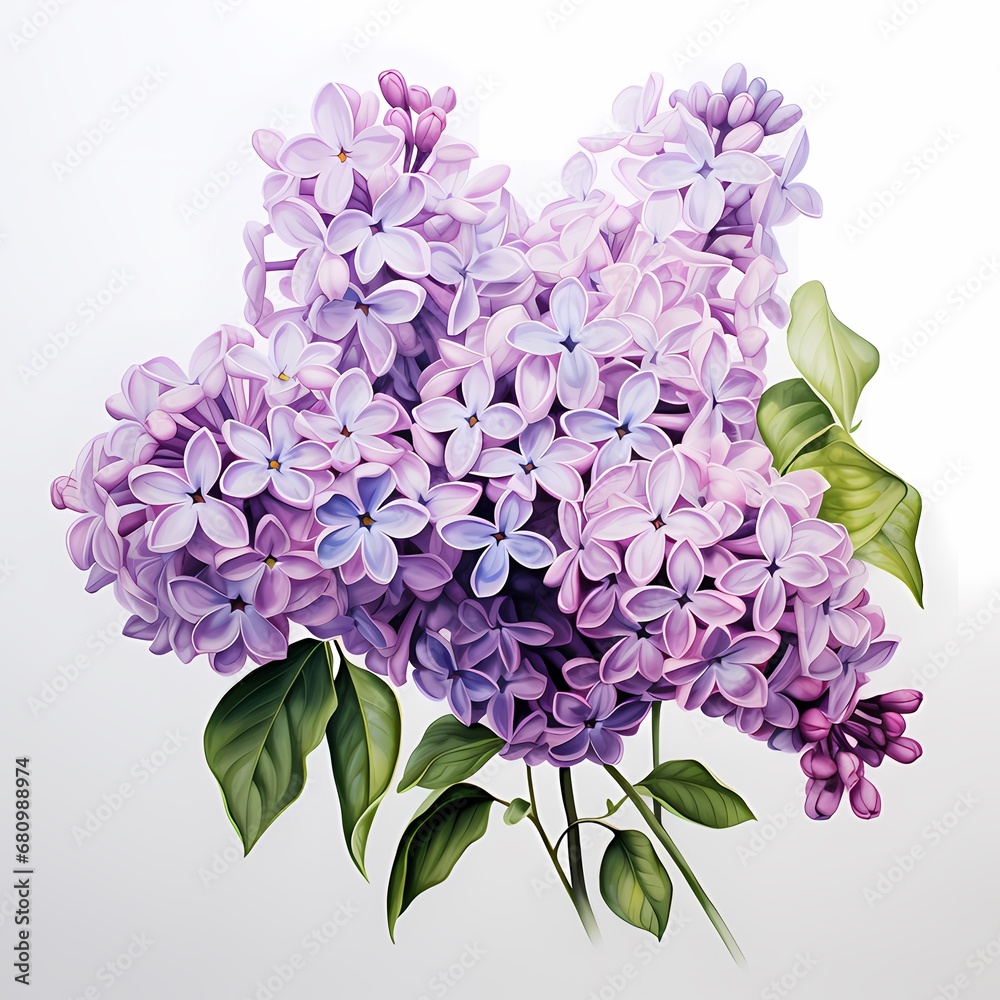 Fototapeta premium A vivid watercolor painting of a purple lilac flower with delicate petals.