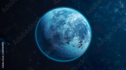 Frozen planet in space isolated on black  computer generated abstract object  3D rendering