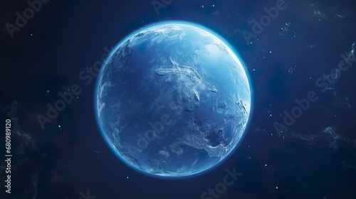 Frozen planet in space isolated on black, computer generated abstract object, 3D rendering
