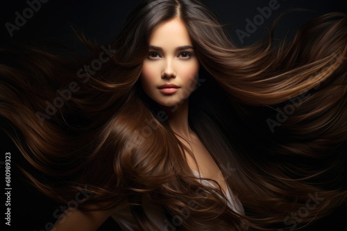 A Captivating Beauty With Lustrous, Flowing Brown Locks