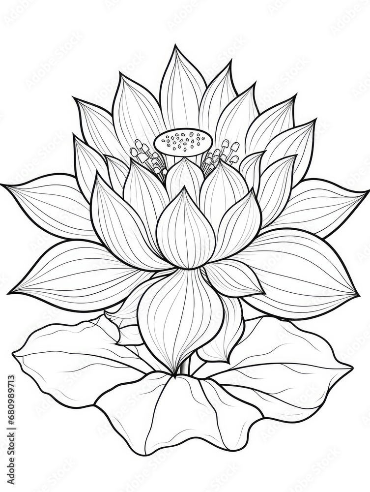 Lotus Flower Coloring book page Lotus Flower Coloring book page